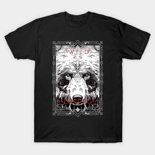 Bear Grizzly Wild Nature Illustration Line Epic Illustration Line Art T-Shirt